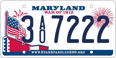 MD license plate 3AO7222