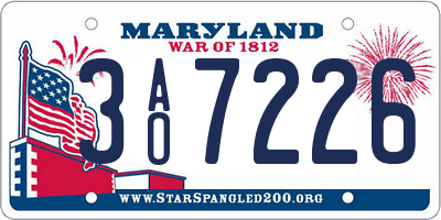 MD license plate 3AO7226