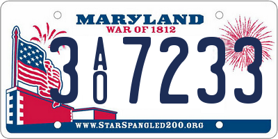 MD license plate 3AO7233