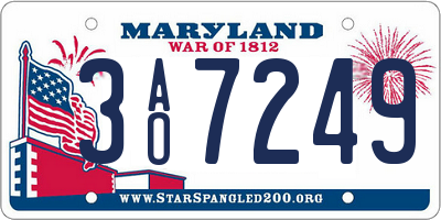 MD license plate 3AO7249