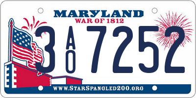 MD license plate 3AO7252