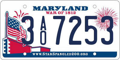 MD license plate 3AO7253