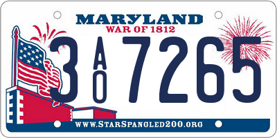 MD license plate 3AO7265