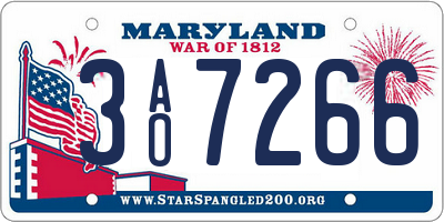 MD license plate 3AO7266