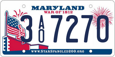 MD license plate 3AO7270