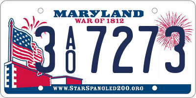 MD license plate 3AO7273