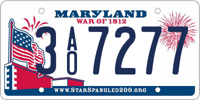 MD license plate 3AO7277