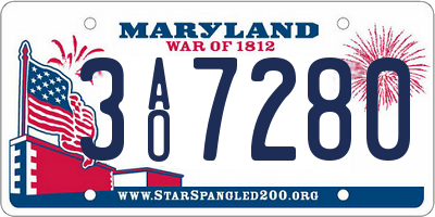 MD license plate 3AO7280