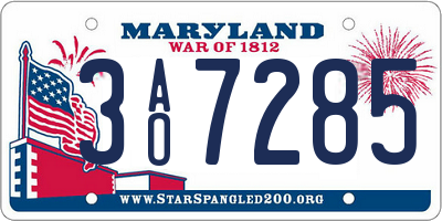 MD license plate 3AO7285