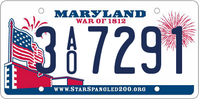 MD license plate 3AO7291