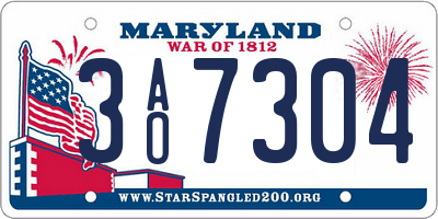 MD license plate 3AO7304
