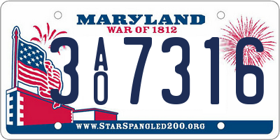 MD license plate 3AO7316