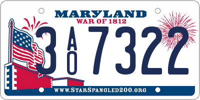 MD license plate 3AO7322