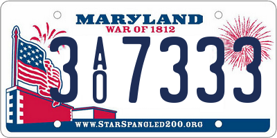 MD license plate 3AO7333