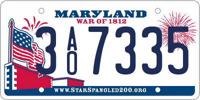 MD license plate 3AO7335
