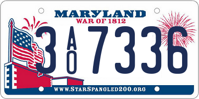 MD license plate 3AO7336