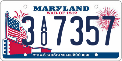 MD license plate 3AO7357
