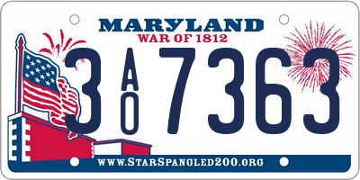 MD license plate 3AO7363