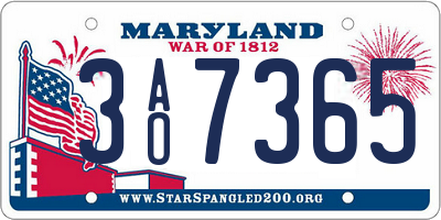 MD license plate 3AO7365