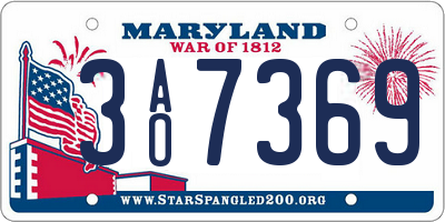 MD license plate 3AO7369