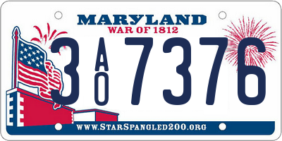 MD license plate 3AO7376