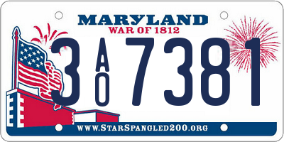 MD license plate 3AO7381