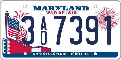 MD license plate 3AO7391