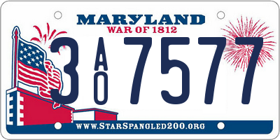 MD license plate 3AO7577