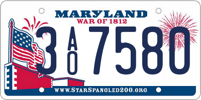 MD license plate 3AO7580