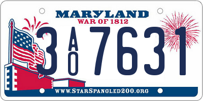 MD license plate 3AO7631