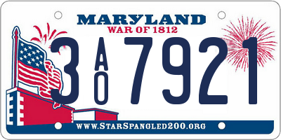 MD license plate 3AO7921