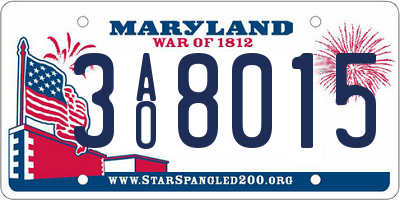 MD license plate 3AO8015