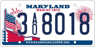 MD license plate 3AO8018
