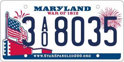 MD license plate 3AO8035