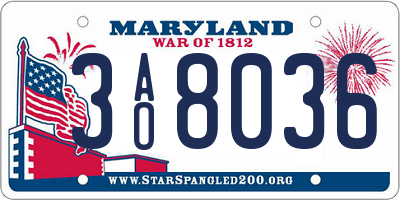 MD license plate 3AO8036