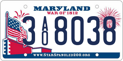 MD license plate 3AO8038