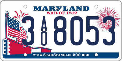 MD license plate 3AO8053