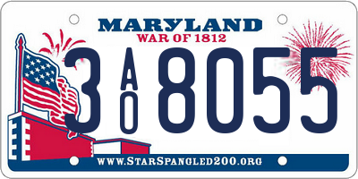 MD license plate 3AO8055