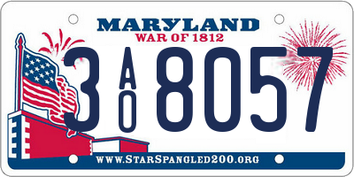 MD license plate 3AO8057