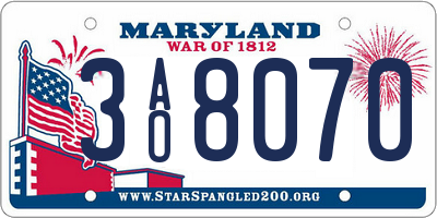 MD license plate 3AO8070