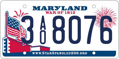 MD license plate 3AO8076