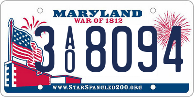 MD license plate 3AO8094