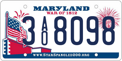 MD license plate 3AO8098