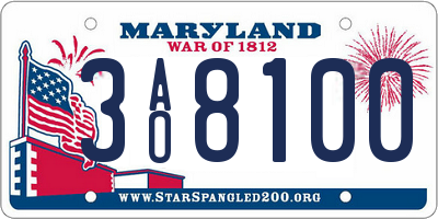 MD license plate 3AO8100