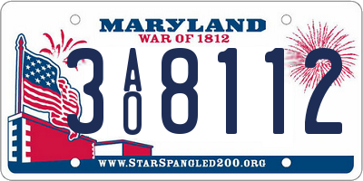 MD license plate 3AO8112