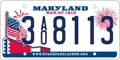 MD license plate 3AO8113