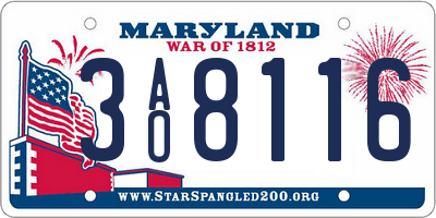 MD license plate 3AO8116