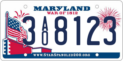 MD license plate 3AO8123