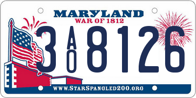 MD license plate 3AO8126