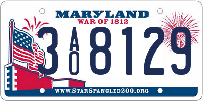 MD license plate 3AO8129